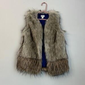 Hatley Faux Fur Vest in Gray and Brown